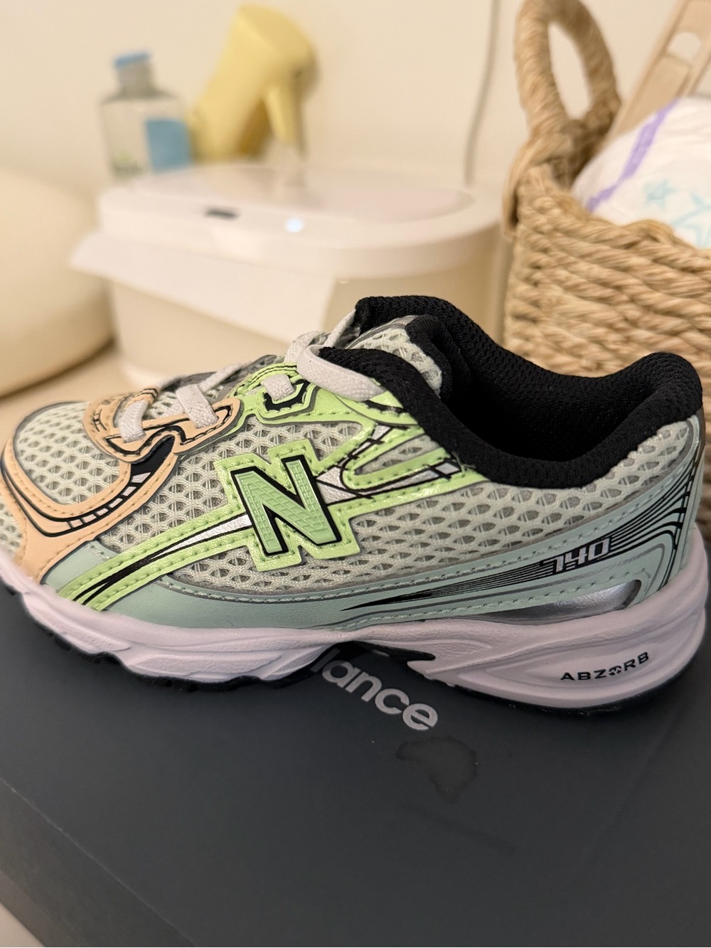 New Balance Kids Mint Green and Peach Athletic Sneaker